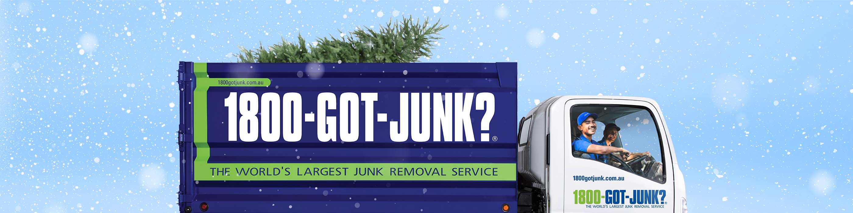 Christmas tree on a 1800-GOT-JUNK? truck