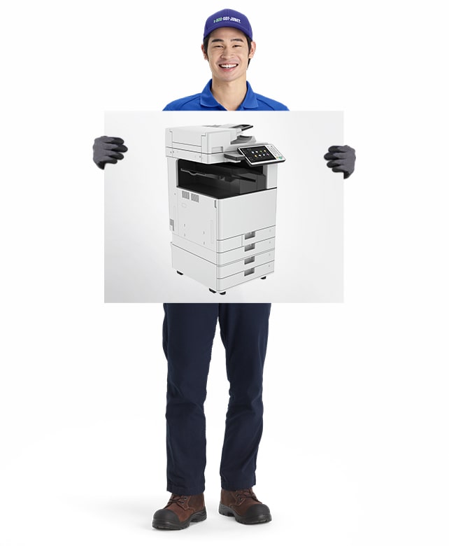Printer ready for removal and recycling from 1-800-GOT-JUNK? truck team member